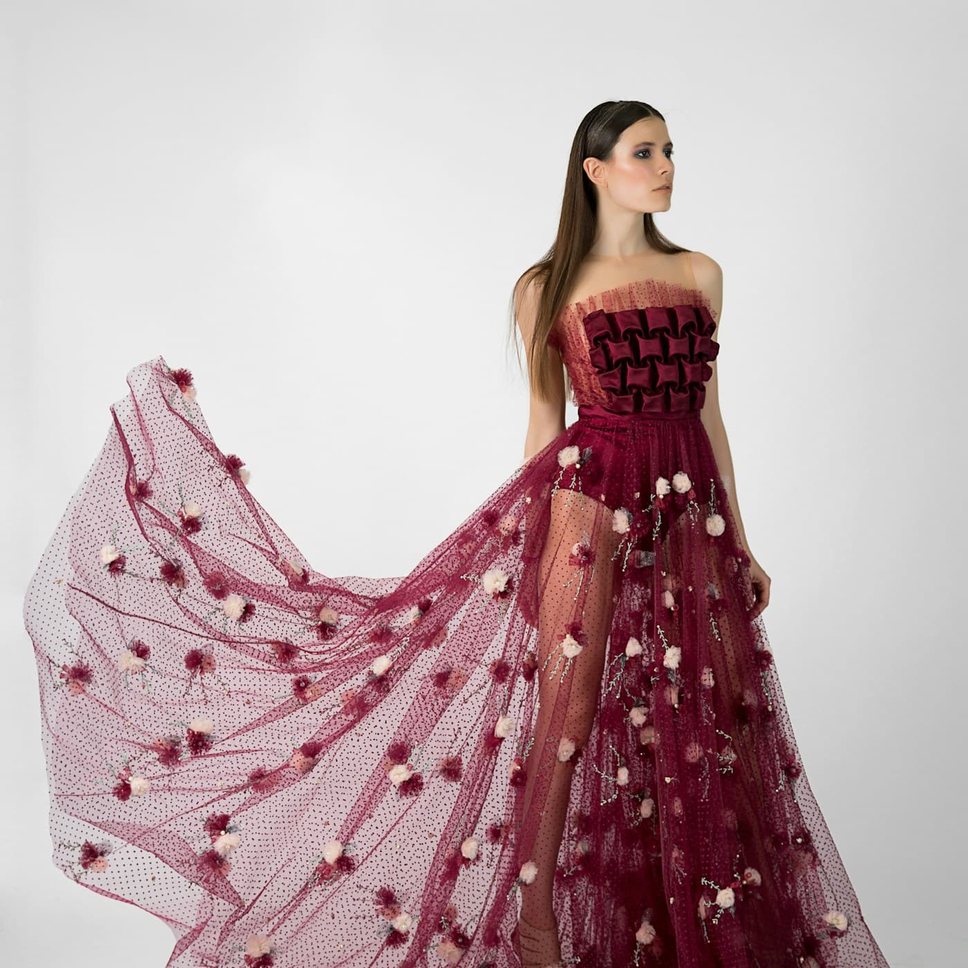 Burgundy Column Evening Dress