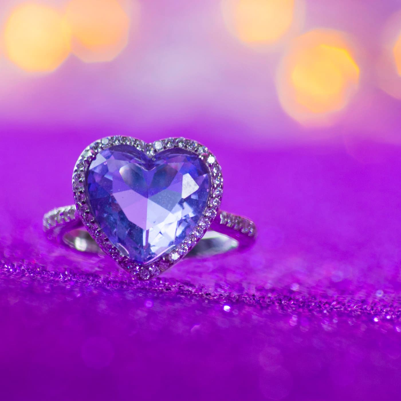 Amethyst Heart Cocktail Ring